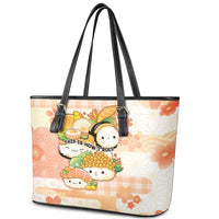 Japanese Kawaii Sushi Leather Tote Bag Peach Wagara Palaka This Is How I Roll - Wonder Print Shop