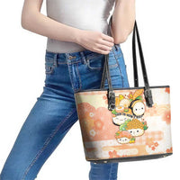 Japanese Kawaii Sushi Leather Tote Bag Peach Wagara Palaka This Is How I Roll - Wonder Print Shop