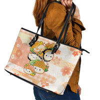 Japanese Kawaii Sushi Leather Tote Bag Peach Wagara Palaka This Is How I Roll - Wonder Print Shop