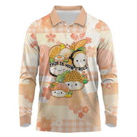 Personalized Japanese Kawaii Sushi Long Sleeve Polo Shirt Peach Wagara Palaka This Is How I Roll - Wonder Print Shop