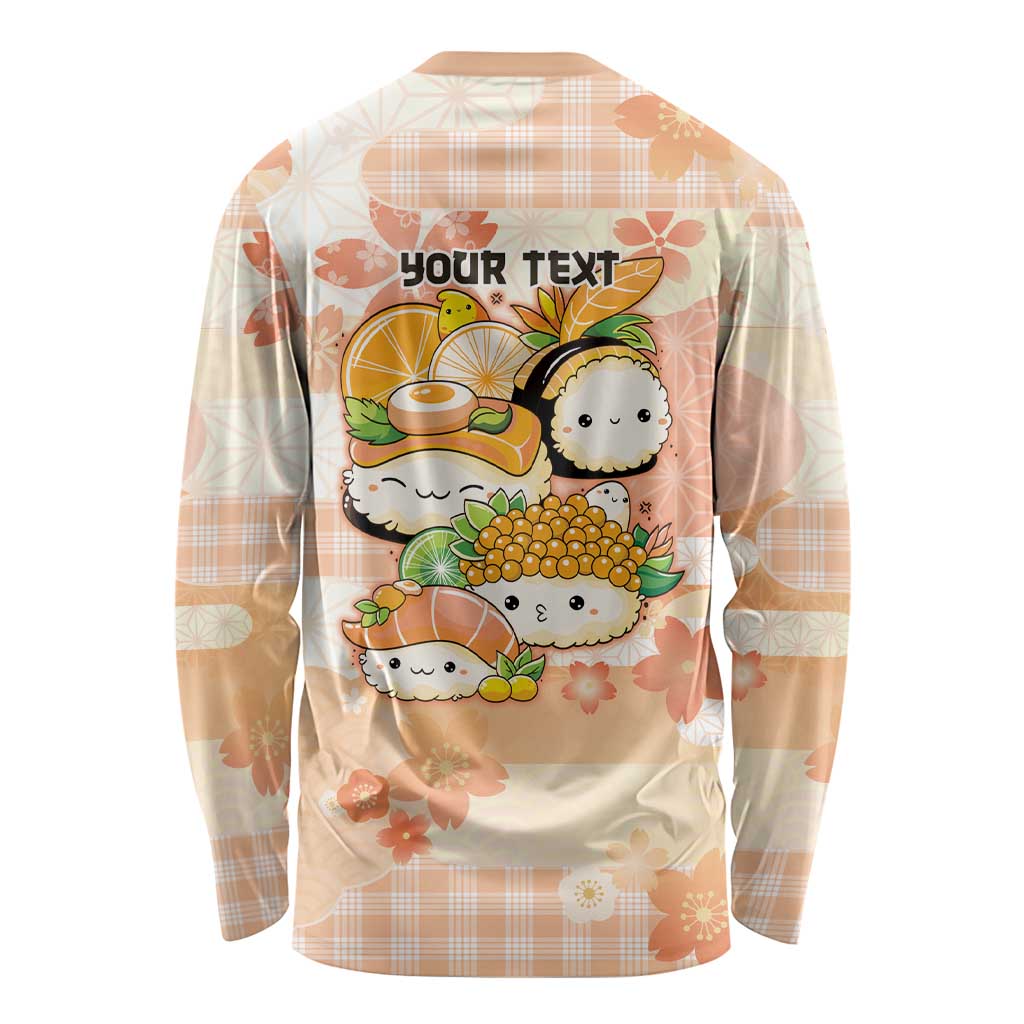 Personalized Japanese Kawaii Sushi Long Sleeve Shirt Peach Wagara Palaka This Is How I Roll - Wonder Print Shop