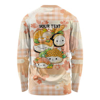 Personalized Japanese Kawaii Sushi Long Sleeve Shirt Peach Wagara Palaka This Is How I Roll - Wonder Print Shop