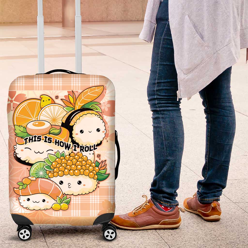 Japanese Kawaii Sushi Luggage Cover Peach Wagara Palaka This Is How I Roll - Wonder Print Shop