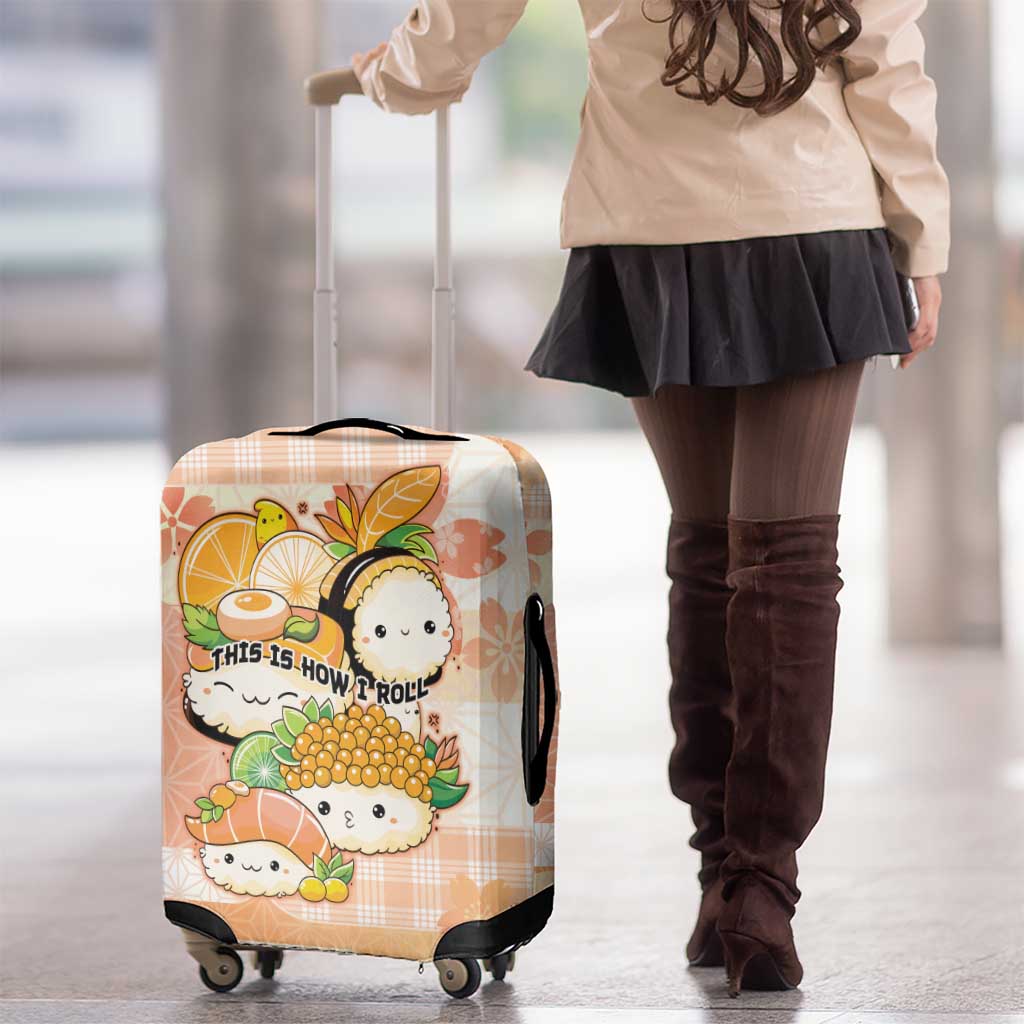 Japanese Kawaii Sushi Luggage Cover Peach Wagara Palaka This Is How I Roll - Wonder Print Shop