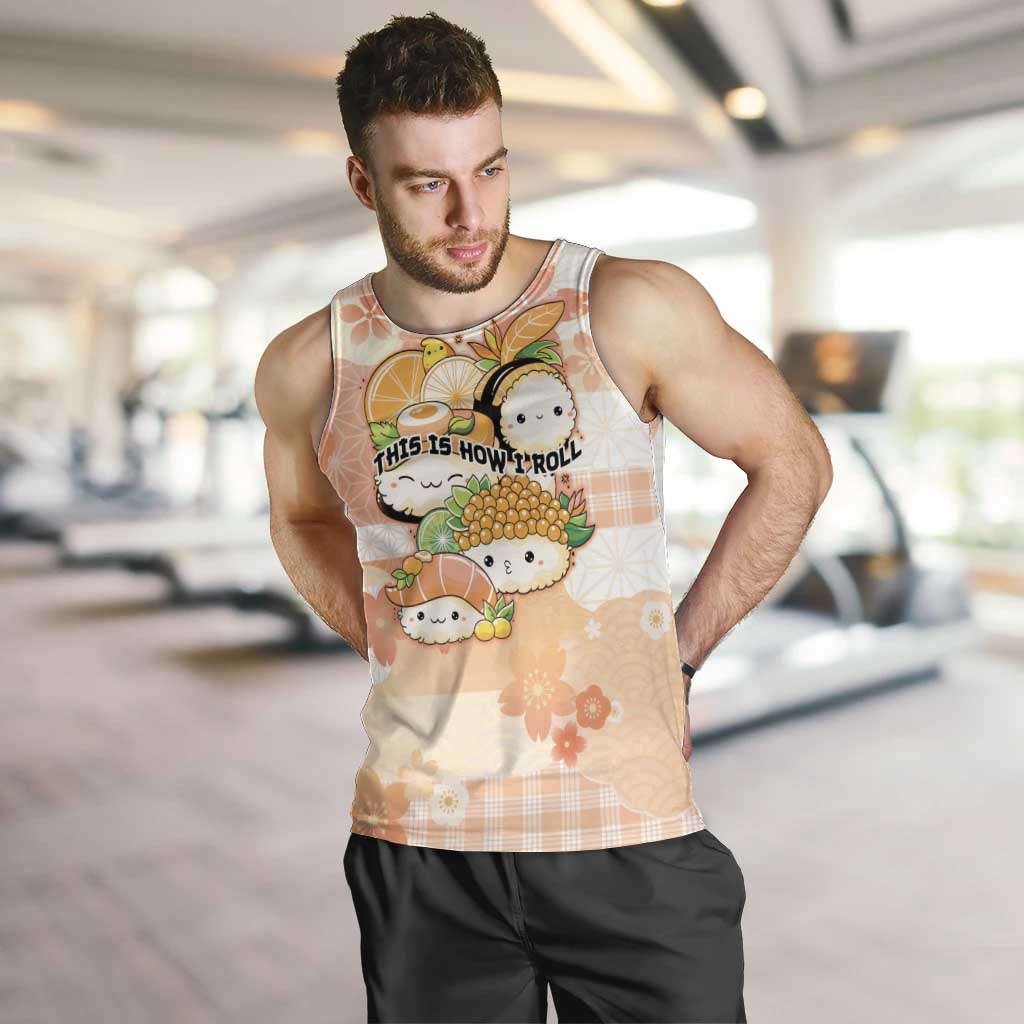 Personalized Japanese Kawaii Sushi Men Tank Top Peach Wagara Palaka This Is How I Roll - Wonder Print Shop