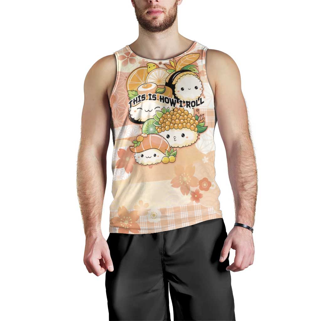 Personalized Japanese Kawaii Sushi Men Tank Top Peach Wagara Palaka This Is How I Roll - Wonder Print Shop