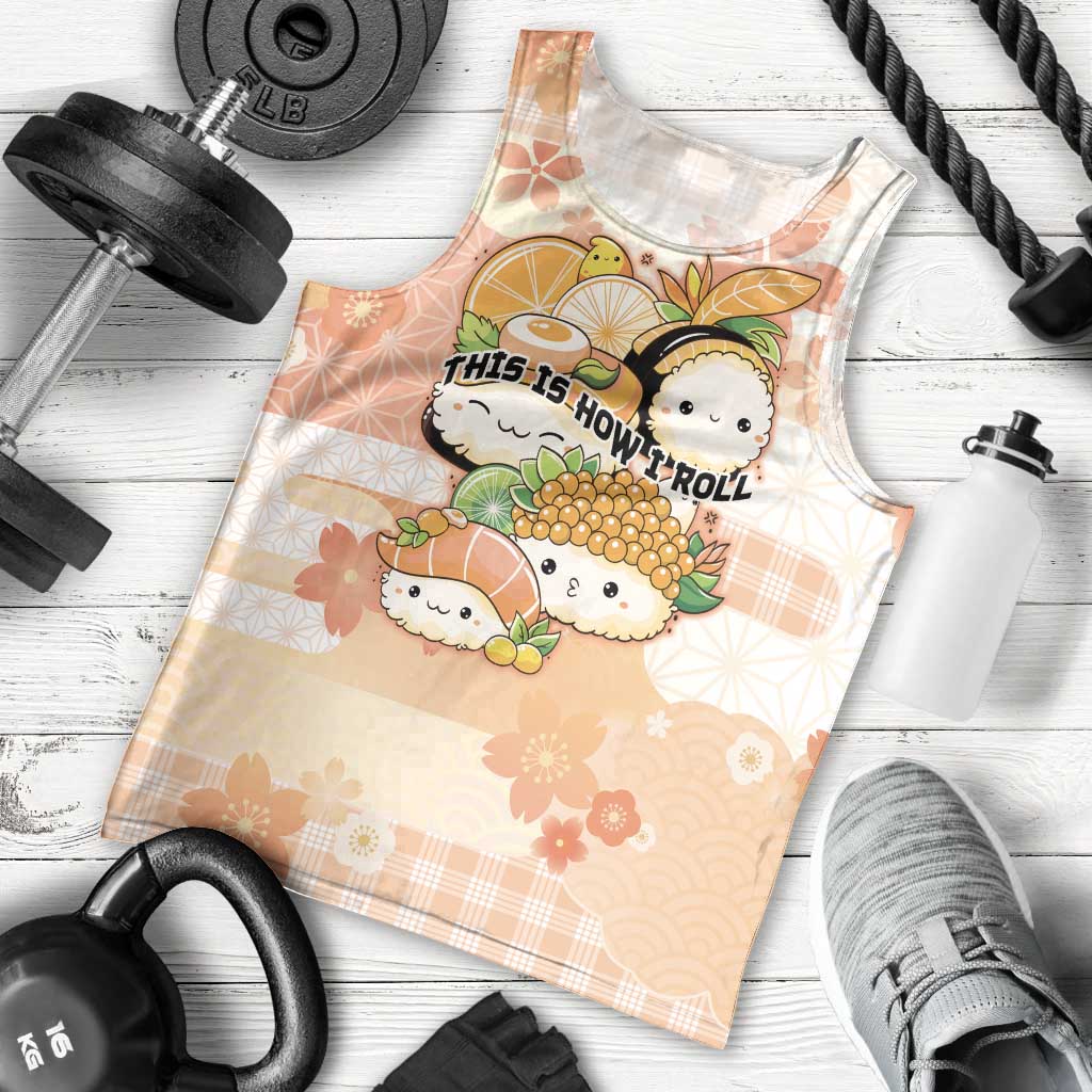 Personalized Japanese Kawaii Sushi Men Tank Top Peach Wagara Palaka This Is How I Roll - Wonder Print Shop