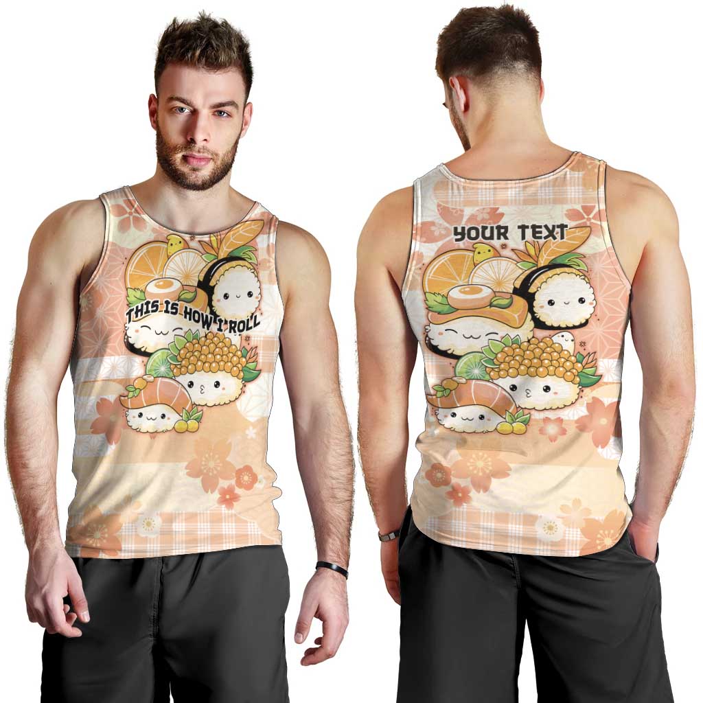 Personalized Japanese Kawaii Sushi Men Tank Top Peach Wagara Palaka This Is How I Roll - Wonder Print Shop