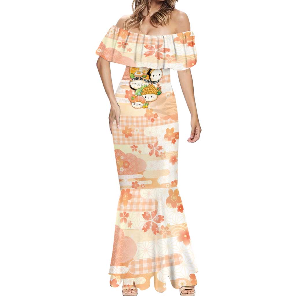 Personalized Japanese Kawaii Sushi Mermaid Dress Peach Wagara Palaka This Is How I Roll - Wonder Print Shop