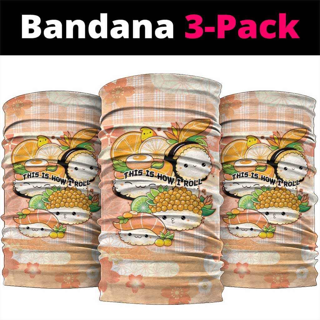 Japanese Kawaii Sushi Neck Gaiter Peach Wagara Palaka This Is How I Roll - Wonder Print Shop