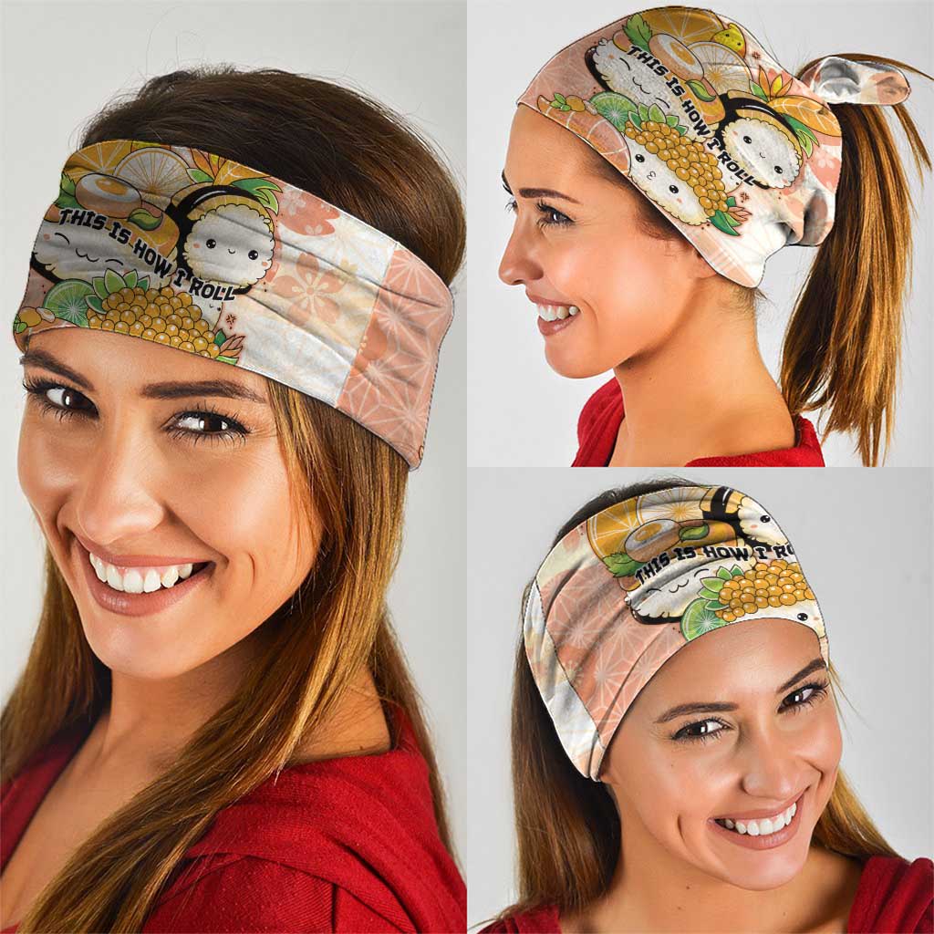 Japanese Kawaii Sushi Neck Gaiter Peach Wagara Palaka This Is How I Roll - Wonder Print Shop