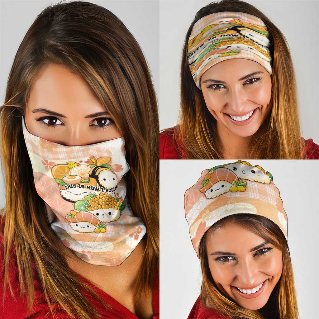 Japanese Kawaii Sushi Neck Gaiter Peach Wagara Palaka This Is How I Roll - Wonder Print Shop
