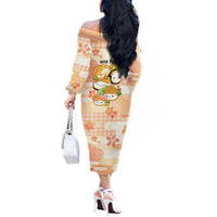 Personalized Japanese Kawaii Sushi Off The Shoulder Long Sleeve Dress Peach Wagara Palaka This Is How I Roll - Wonder Print Shop