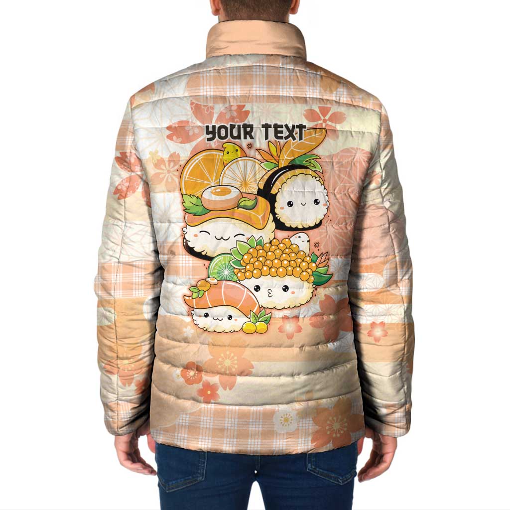 Personalized Japanese Kawaii Sushi Padded Jacket Peach Wagara Palaka This Is How I Roll - Wonder Print Shop