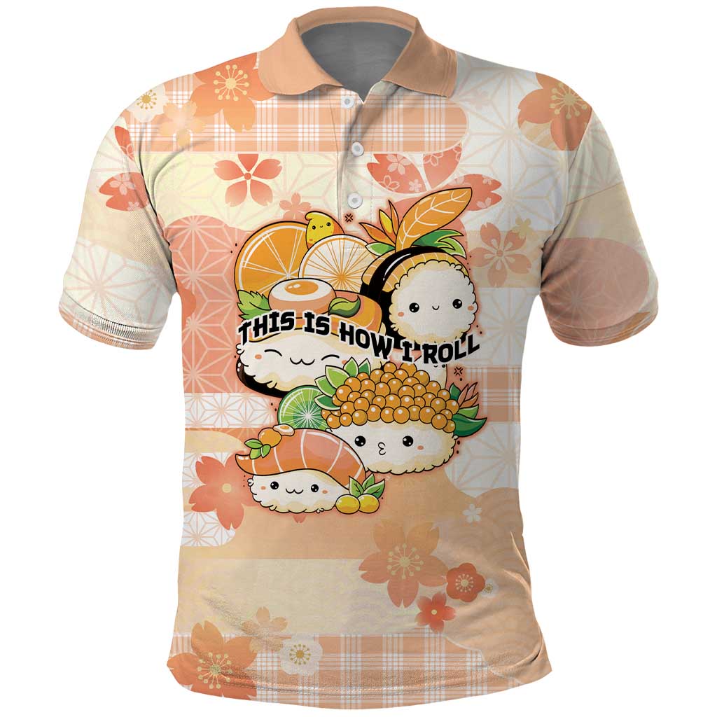 Personalized Japanese Kawaii Sushi Polo Shirt Peach Wagara Palaka This Is How I Roll - Wonder Print Shop