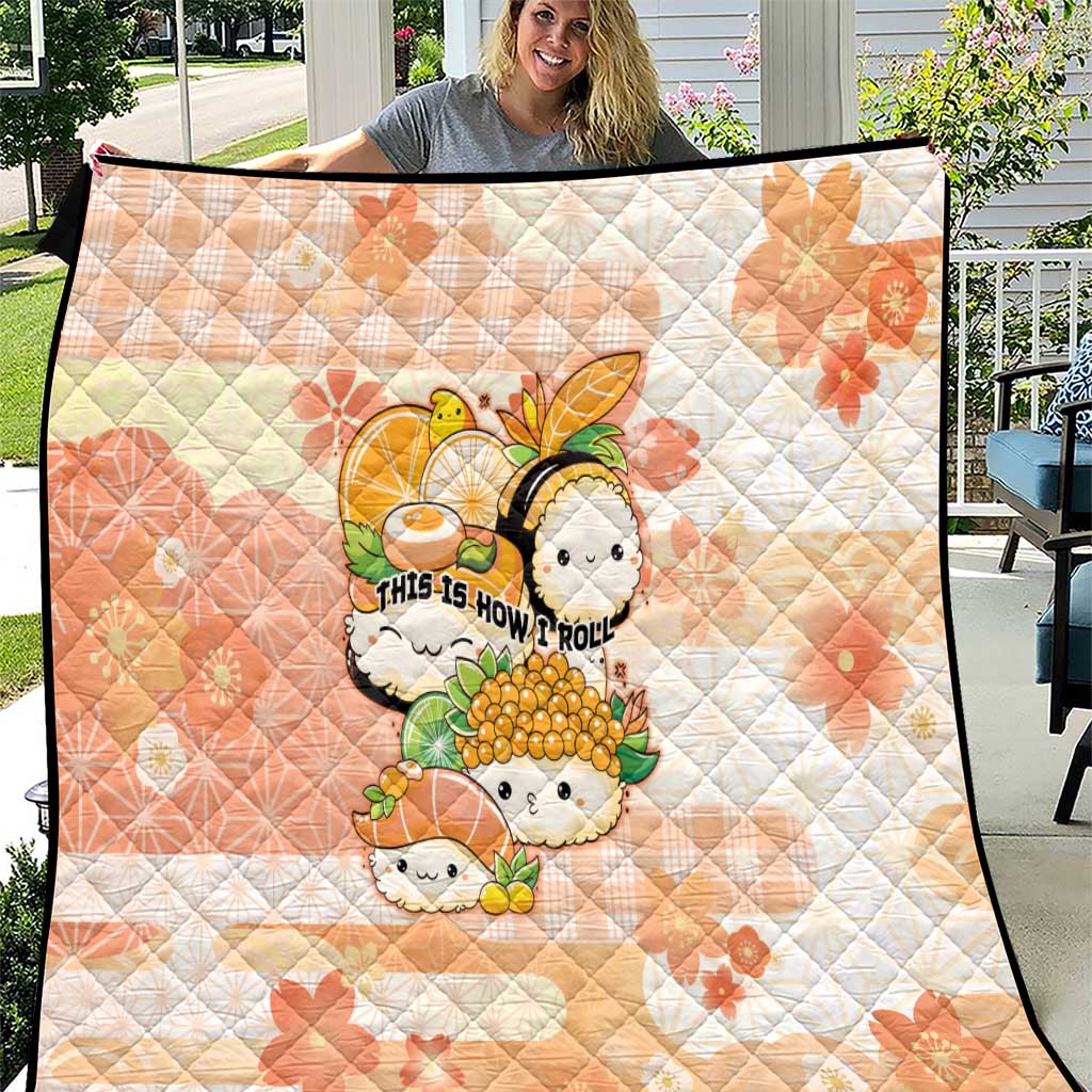 Japanese Kawaii Sushi Quilt Peach Wagara Palaka This Is How I Roll - Wonder Print Shop