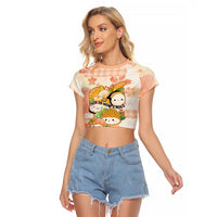 Personalized Japanese Kawaii Sushi Raglan Cropped T Shirt Peach Wagara Palaka This Is How I Roll - Wonder Print Shop