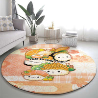 Japanese Kawaii Sushi Round Carpet Peach Wagara Palaka This Is How I Roll - Wonder Print Shop