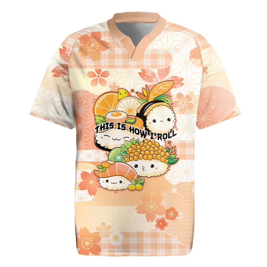 Personalized Japanese Kawaii Sushi Rugby Jersey Peach Wagara Palaka This Is How I Roll - Wonder Print Shop