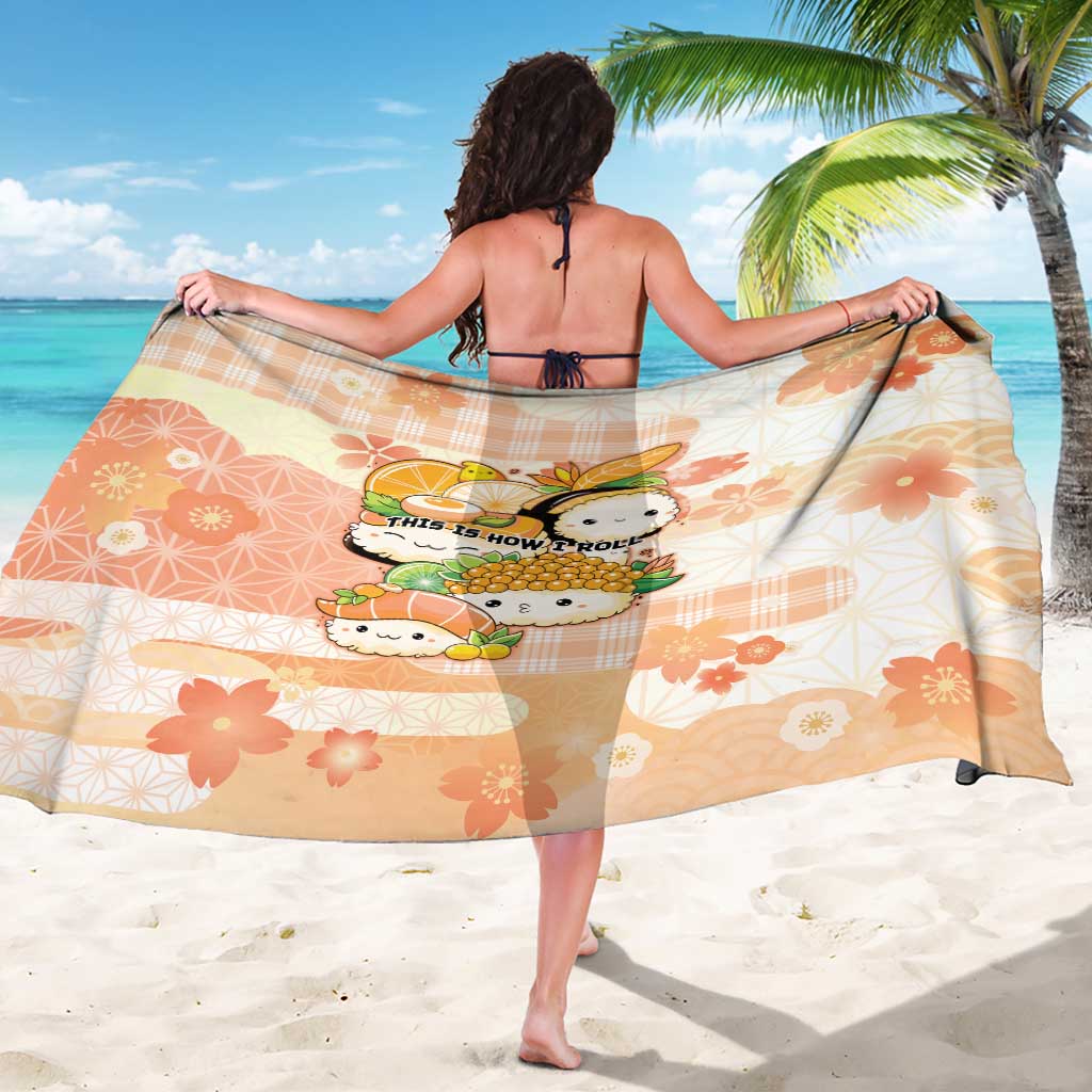 Japanese Kawaii Sushi Sarong Peach Wagara Palaka This Is How I Roll - Wonder Print Shop