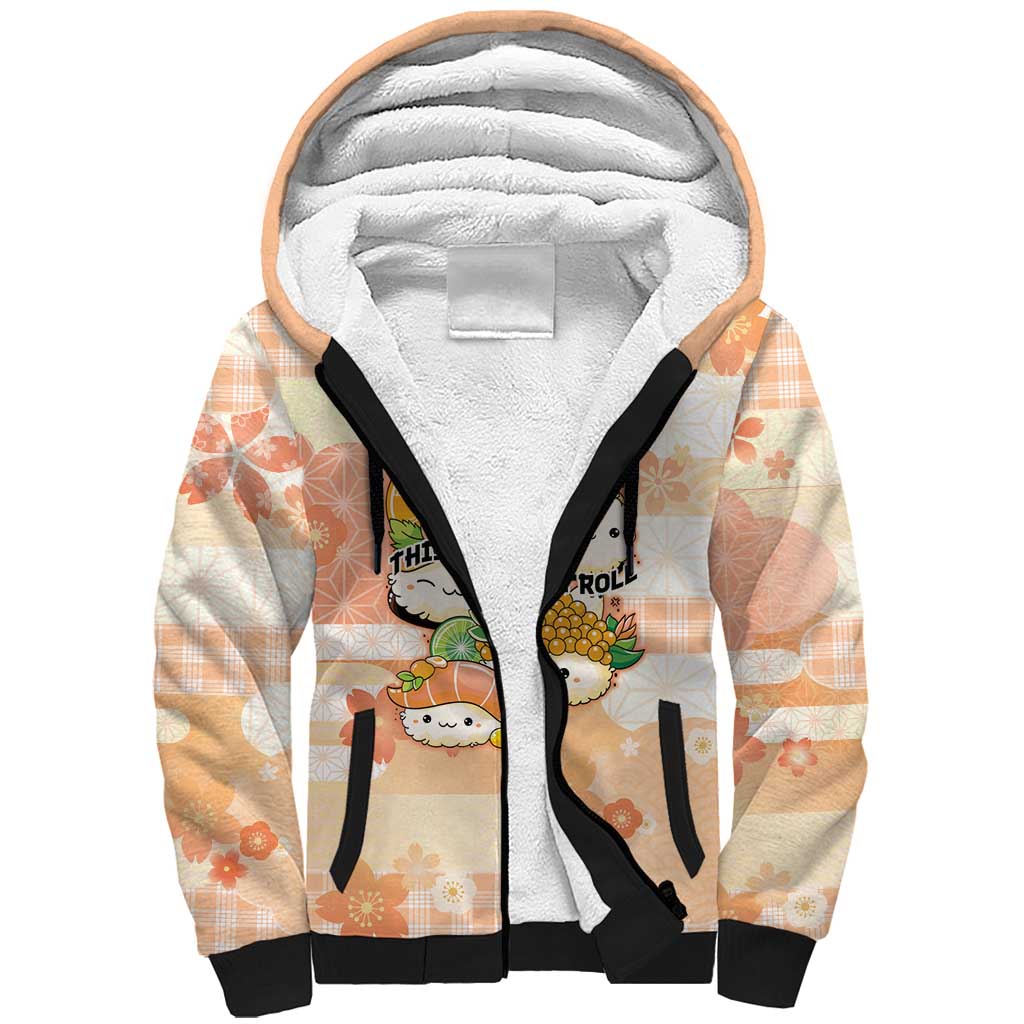 Personalized Japanese Kawaii Sushi Sherpa Hoodie Peach Wagara Palaka This Is How I Roll - Wonder Print Shop
