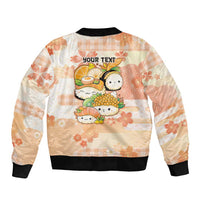 Personalized Japanese Kawaii Sushi Sleeve Zip Bomber Jacket Peach Wagara Palaka This Is How I Roll - Wonder Print Shop