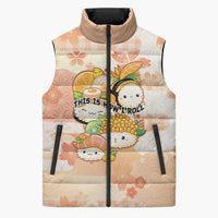Personalized Japanese Kawaii Sushi Sleeveless Puffer Jacket Peach Wagara Palaka This Is How I Roll - Wonder Print Shop