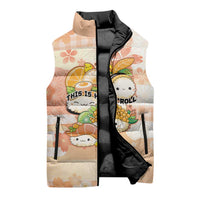 Personalized Japanese Kawaii Sushi Sleeveless Puffer Jacket Peach Wagara Palaka This Is How I Roll - Wonder Print Shop