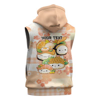 Personalized Japanese Kawaii Sushi Sleeveless Zip Hoodie Peach Wagara Palaka This Is How I Roll - Wonder Print Shop