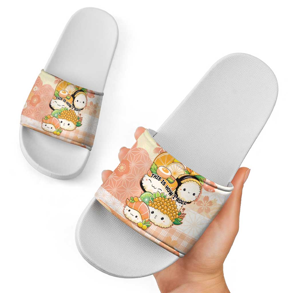 Japanese Kawaii Sushi Slide Sandals Peach Wagara Palaka This Is How I Roll - Wonder Print Shop