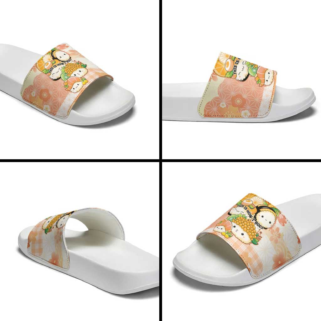Japanese Kawaii Sushi Slide Sandals Peach Wagara Palaka This Is How I Roll - Wonder Print Shop