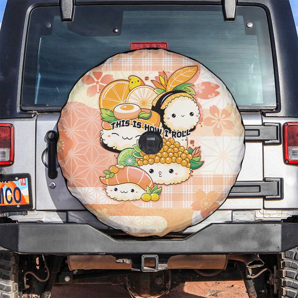 Japanese Kawaii Sushi Spare Tire Cover Peach Wagara Palaka This Is How I Roll - Wonder Print Shop