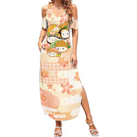 Personalized Japanese Kawaii Sushi Summer Maxi Dress Peach Wagara Palaka This Is How I Roll - Wonder Print Shop