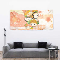 Japanese Kawaii Sushi Tapestry Peach Wagara Palaka This Is How I Roll - Wonder Print Shop