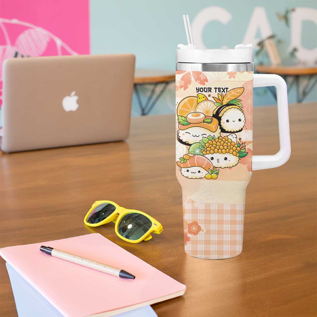 Personalized Japanese Kawaii Sushi Tumbler With Handle Peach Wagara Palaka This Is How I Roll - Wonder Print Shop