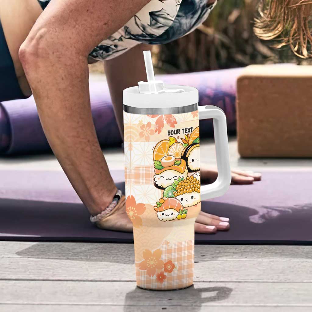 Personalized Japanese Kawaii Sushi Tumbler With Handle Peach Wagara Palaka This Is How I Roll - Wonder Print Shop