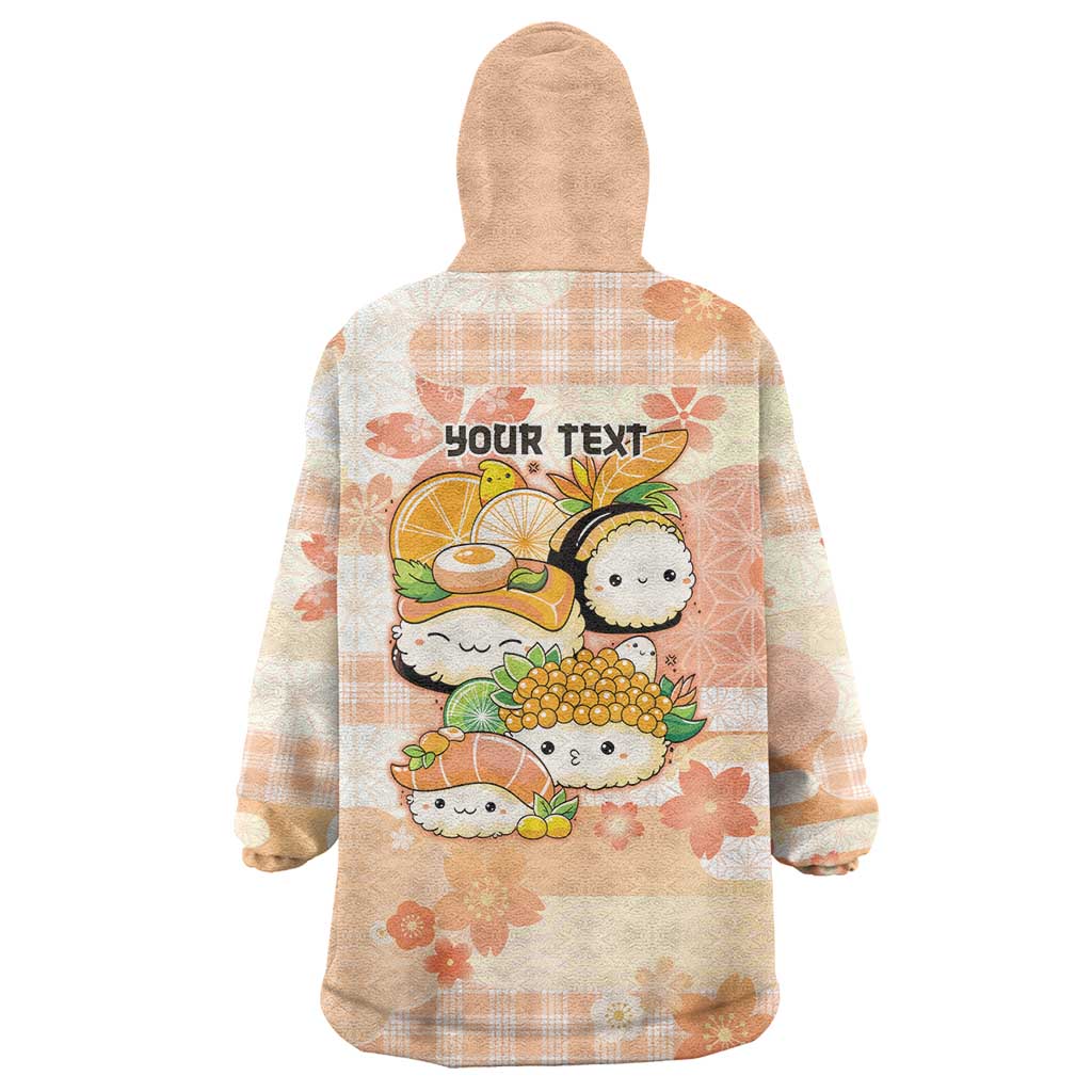 Personalized Japanese Kawaii Sushi Wearable Blanket Hoodie Peach Wagara Palaka This Is How I Roll - Wonder Print Shop