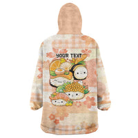Personalized Japanese Kawaii Sushi Wearable Blanket Hoodie Peach Wagara Palaka This Is How I Roll - Wonder Print Shop