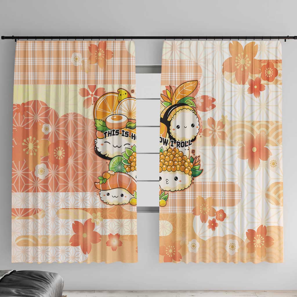 Japanese Kawaii Sushi Window Curtain Peach Wagara Palaka This Is How I Roll - Wonder Print Shop