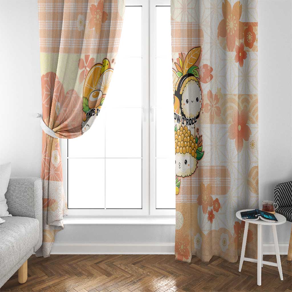 Japanese Kawaii Sushi Window Curtain Peach Wagara Palaka This Is How I Roll - Wonder Print Shop