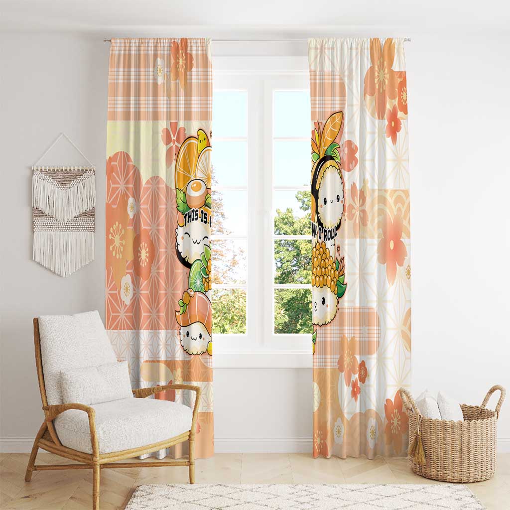 Japanese Kawaii Sushi Window Curtain Peach Wagara Palaka This Is How I Roll - Wonder Print Shop