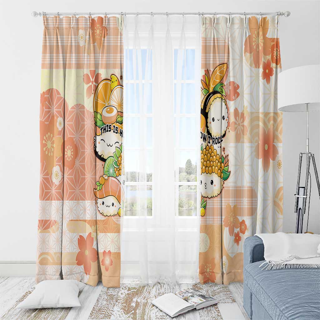 Japanese Kawaii Sushi Window Curtain Peach Wagara Palaka This Is How I Roll - Wonder Print Shop