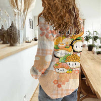Personalized Japanese Kawaii Sushi Women Casual Shirt Peach Wagara Palaka This Is How I Roll - Wonder Print Shop