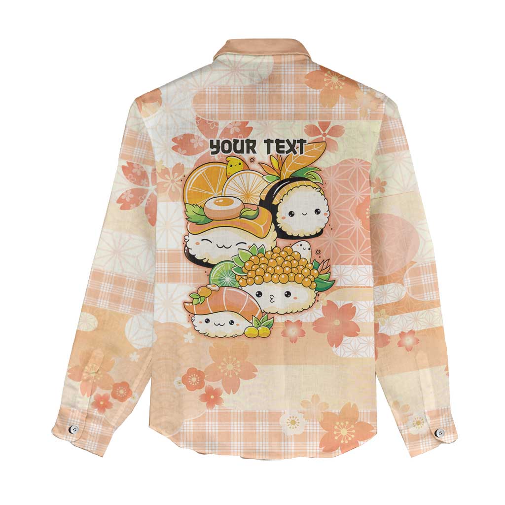 Personalized Japanese Kawaii Sushi Women Casual Shirt Peach Wagara Palaka This Is How I Roll - Wonder Print Shop
