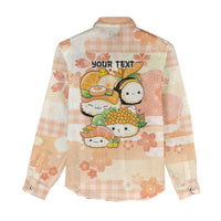 Personalized Japanese Kawaii Sushi Women Casual Shirt Peach Wagara Palaka This Is How I Roll - Wonder Print Shop