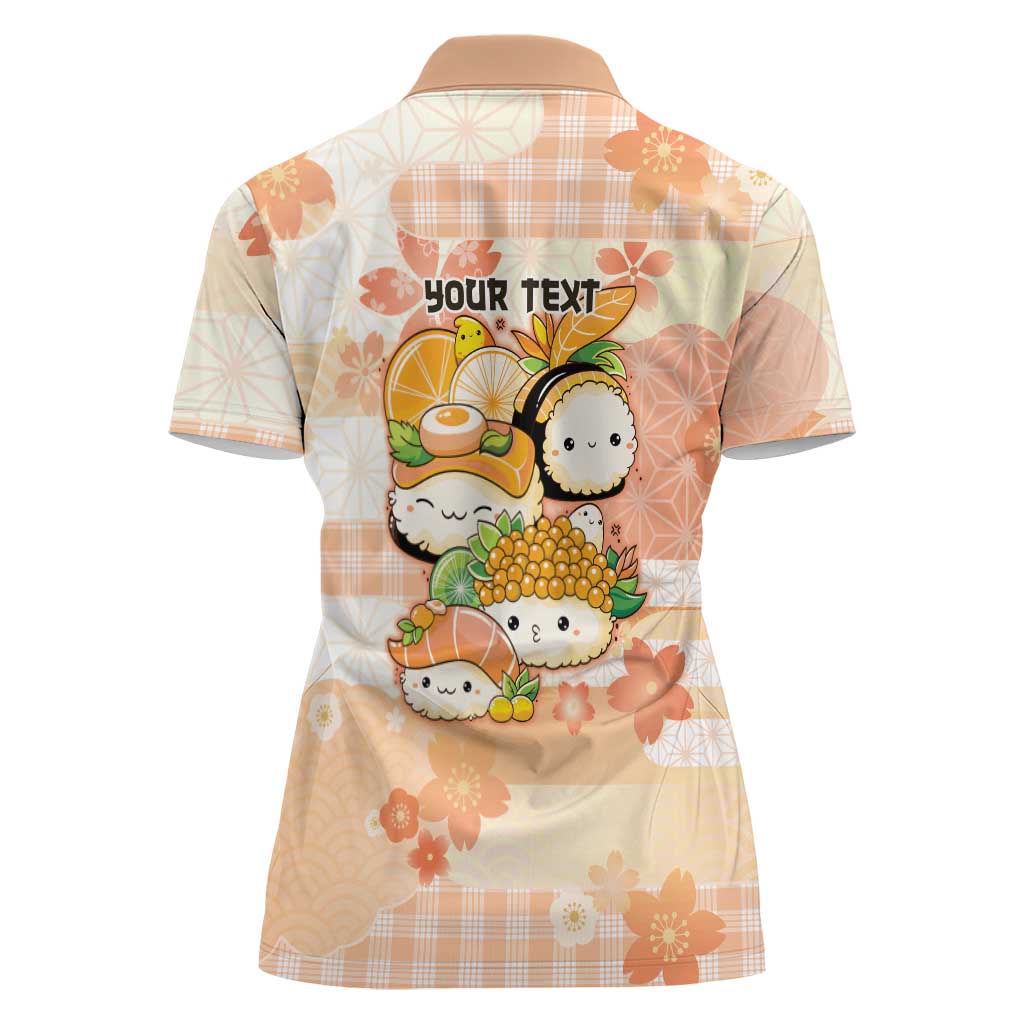 Personalized Japanese Kawaii Sushi Women Polo Shirt Peach Wagara Palaka This Is How I Roll - Wonder Print Shop