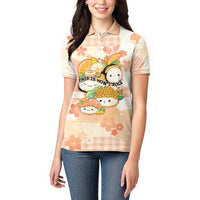 Personalized Japanese Kawaii Sushi Women Polo Shirt Peach Wagara Palaka This Is How I Roll - Wonder Print Shop
