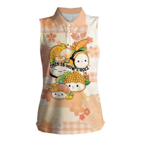 Personalized Japanese Kawaii Sushi Women Sleeveless Polo Shirt Peach Wagara Palaka This Is How I Roll - Wonder Print Shop