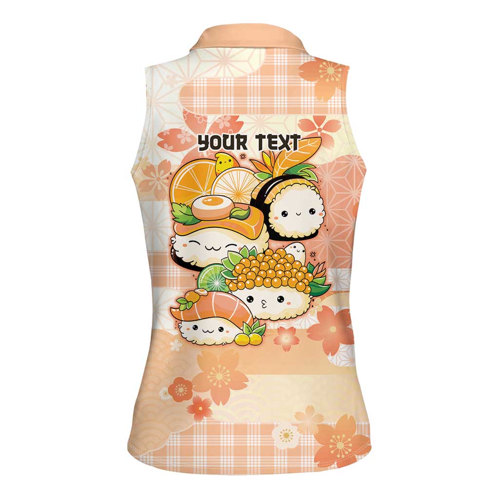 Personalized Japanese Kawaii Sushi Women Sleeveless Polo Shirt Peach Wagara Palaka This Is How I Roll - Wonder Print Shop