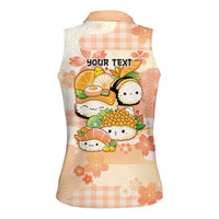 Personalized Japanese Kawaii Sushi Women Sleeveless Polo Shirt Peach Wagara Palaka This Is How I Roll - Wonder Print Shop